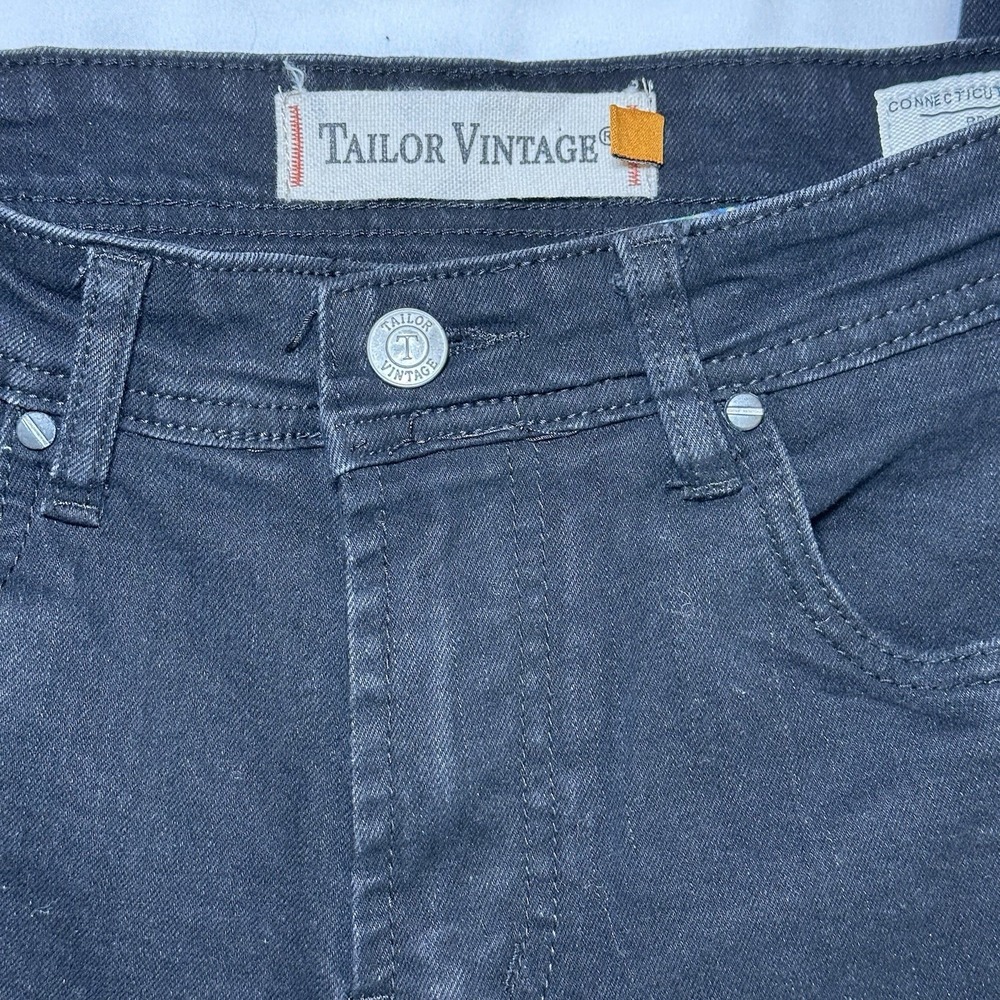 Tailor Vintage Men's 32x32 Black Denim Jeans Connecticut Bristol Skinny Fit - Picture 4 of 12